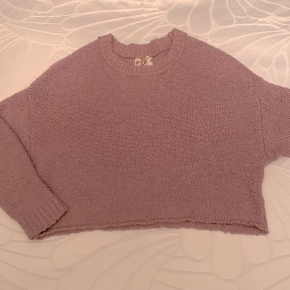 Soft Blush Pink Cropped Sweater - Picture 1 of 6